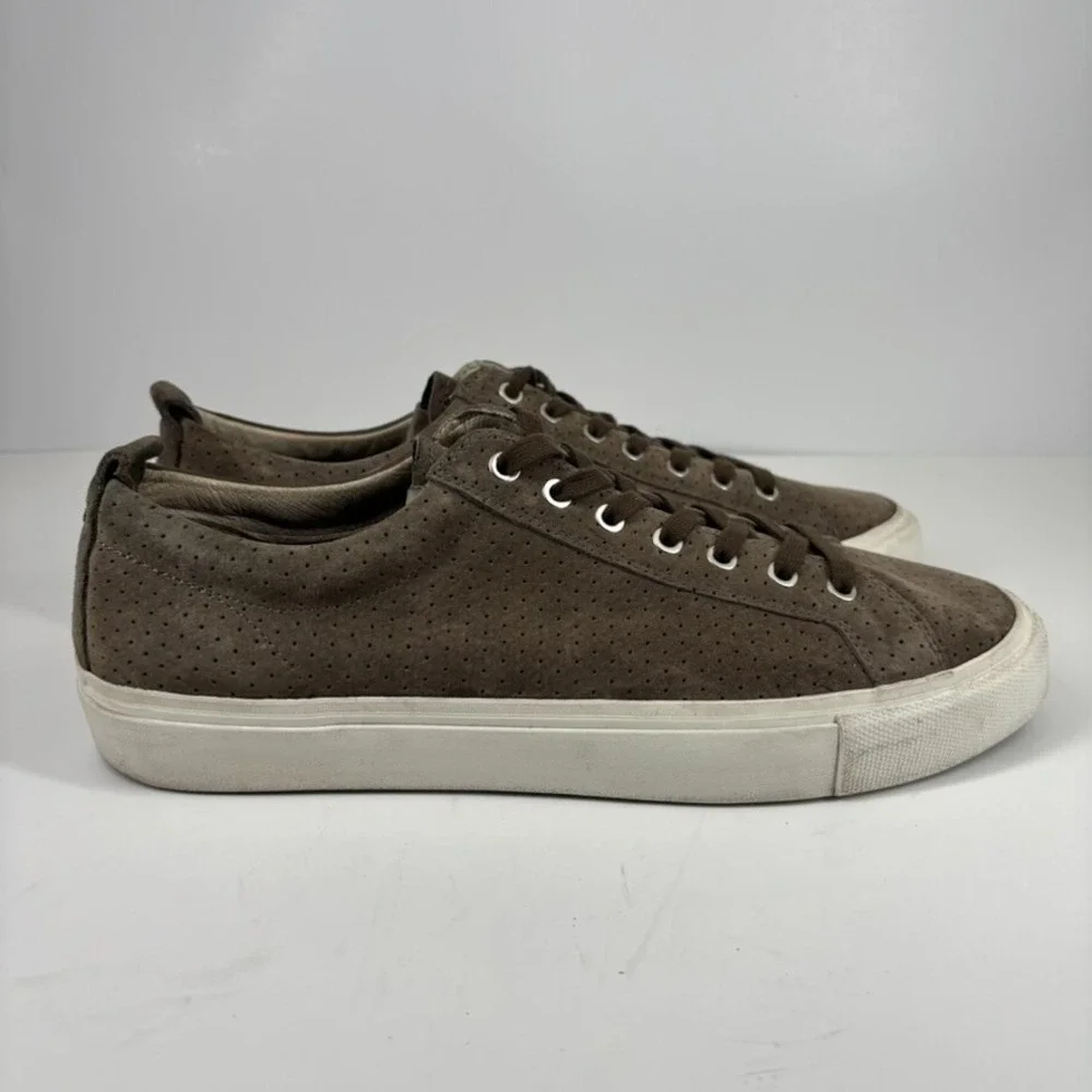 Pointer A.F.D. Men's US 11 Brown Perforated Suede Low-Top Court Lace-Up Sneakers